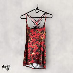 Marvel Women Large Red Black Tank Top Activewear for Fitness Yoga Workout W08